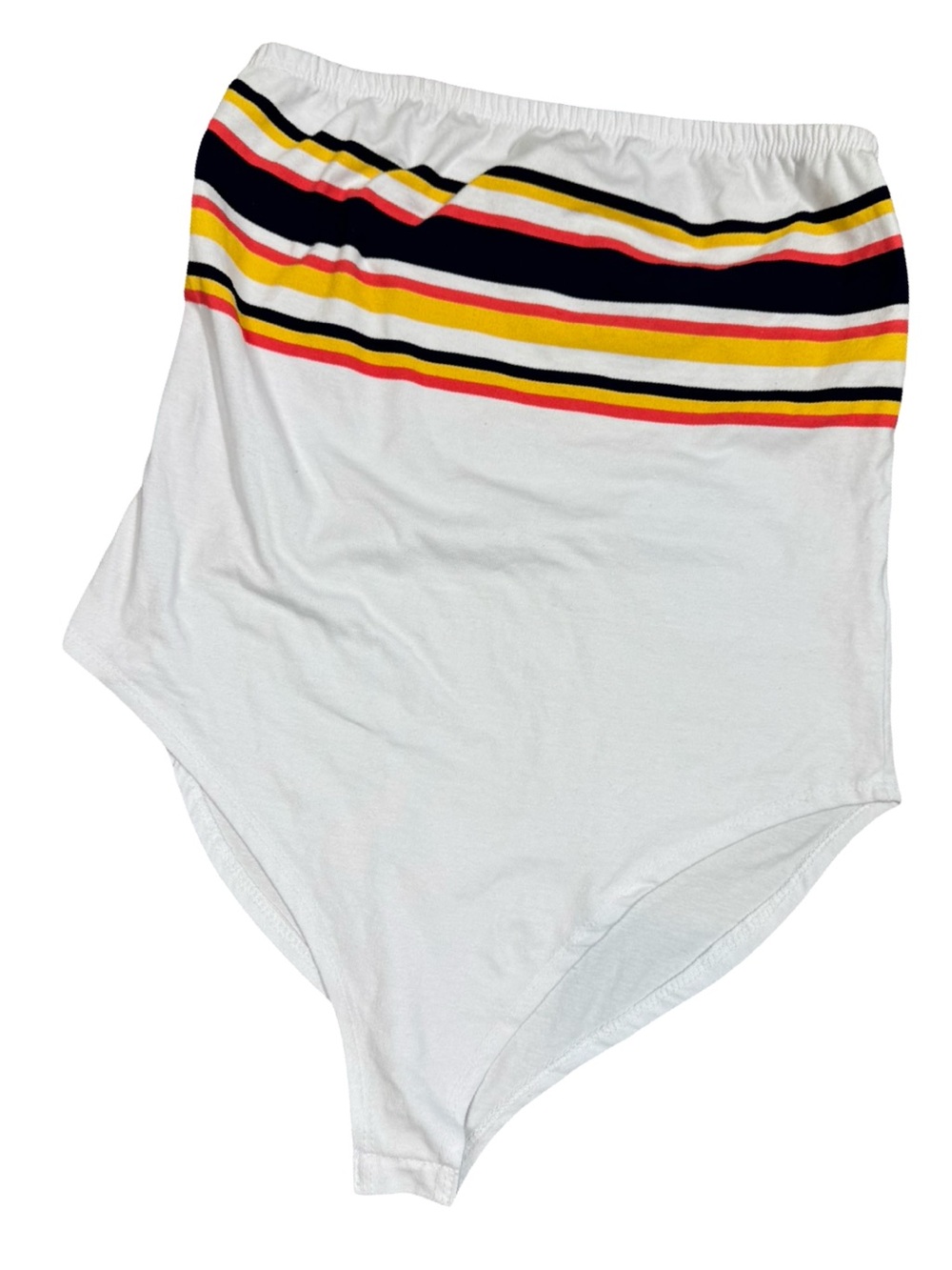 gaze White Strapless Tube Top with Multicolor Stripes - Picture 8 of 8